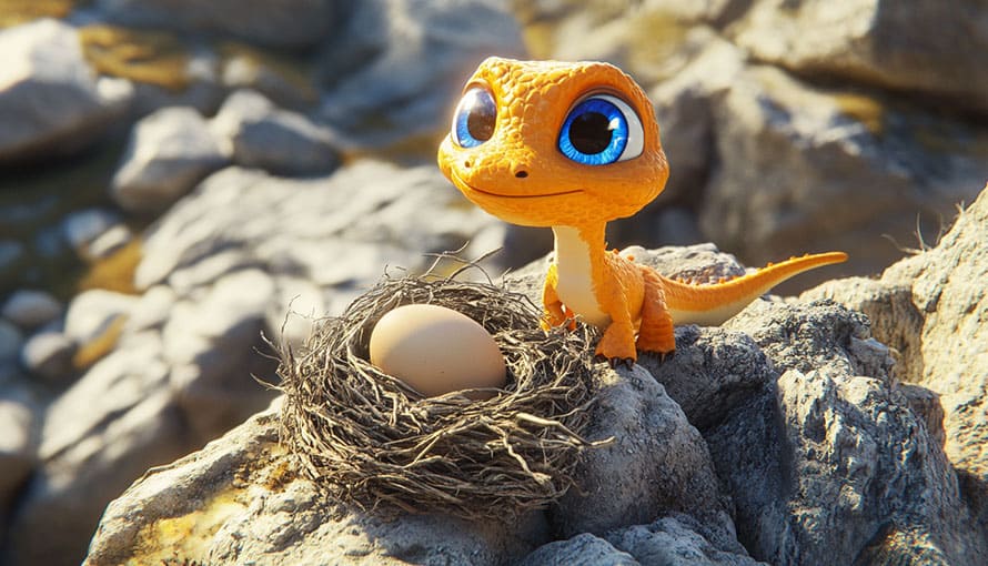 Maly Dinosaurus Vajce Na Skale