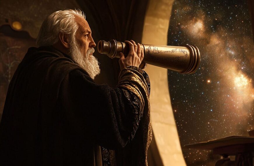 Galileo Galilei pozoruje ďalekohľadom hviezdy