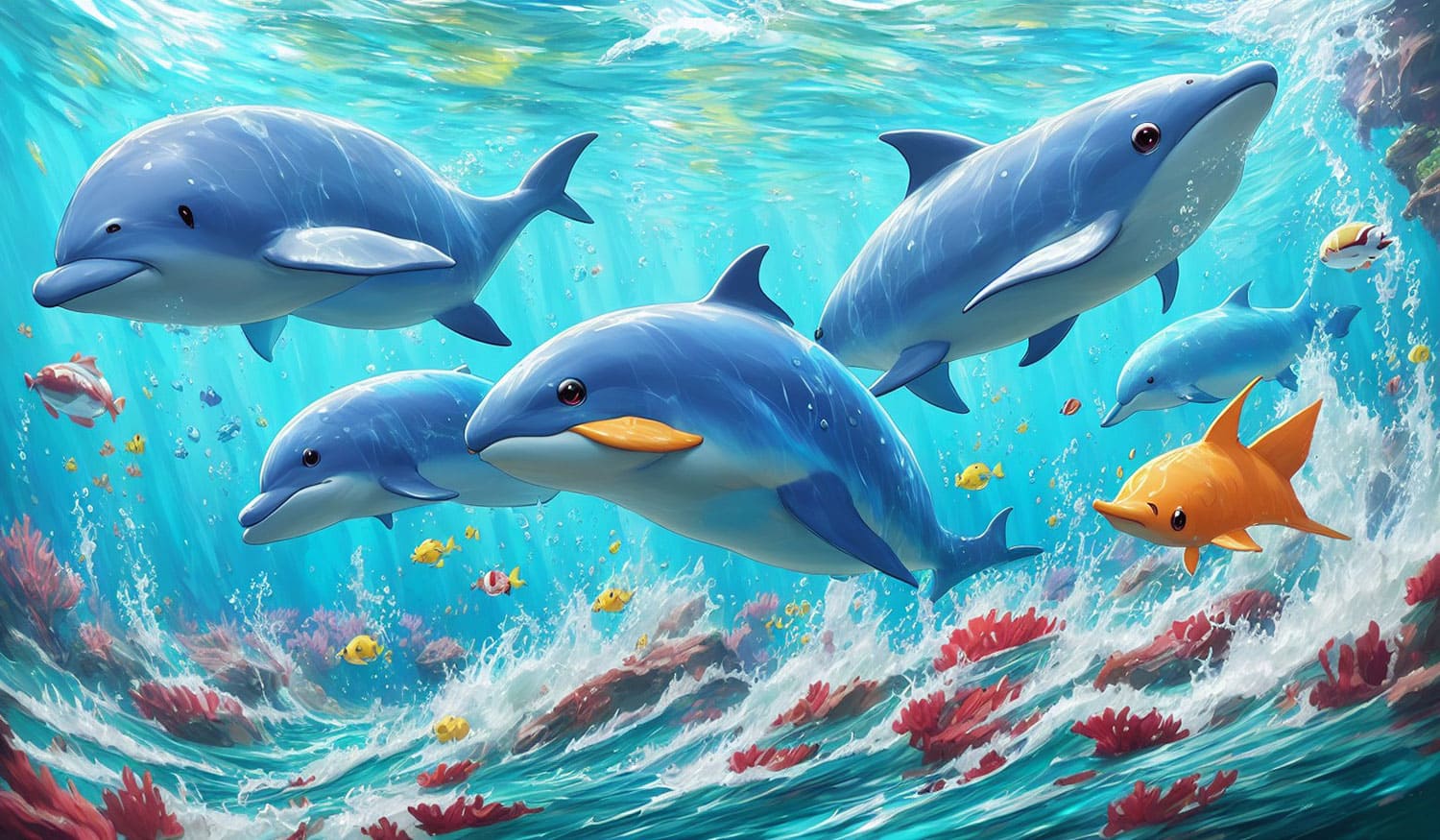 delfíny v mori