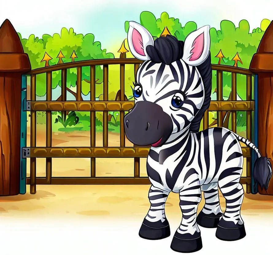 zebra pred bránou ZOO