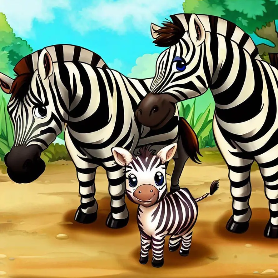 Zebra s rodičmi