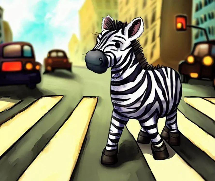 zebra v rušnom meste